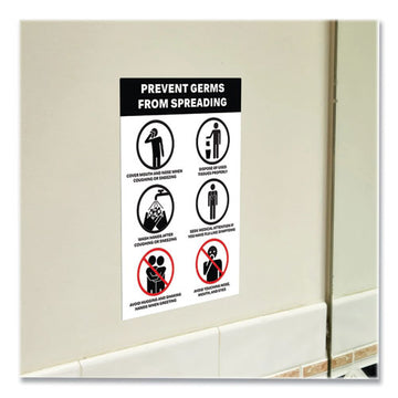 Avery® Preprinted Surface Safe Wall Decals, 7 X 10, Prevent Germs From Spreading, White-black Face, Black Graphics, 5-pack freeshipping - TVN Wholesale